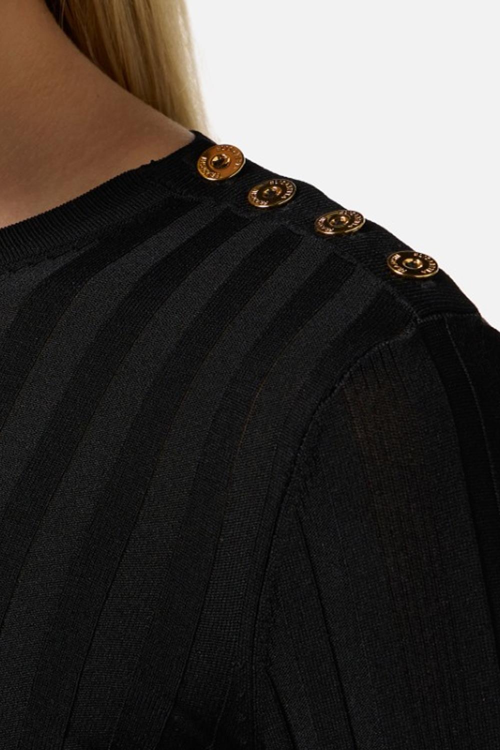 Maglia in cotone con trasparenze e bottoni dorati<BR/> MK42S 51E2110 Elisabetta Franchi 