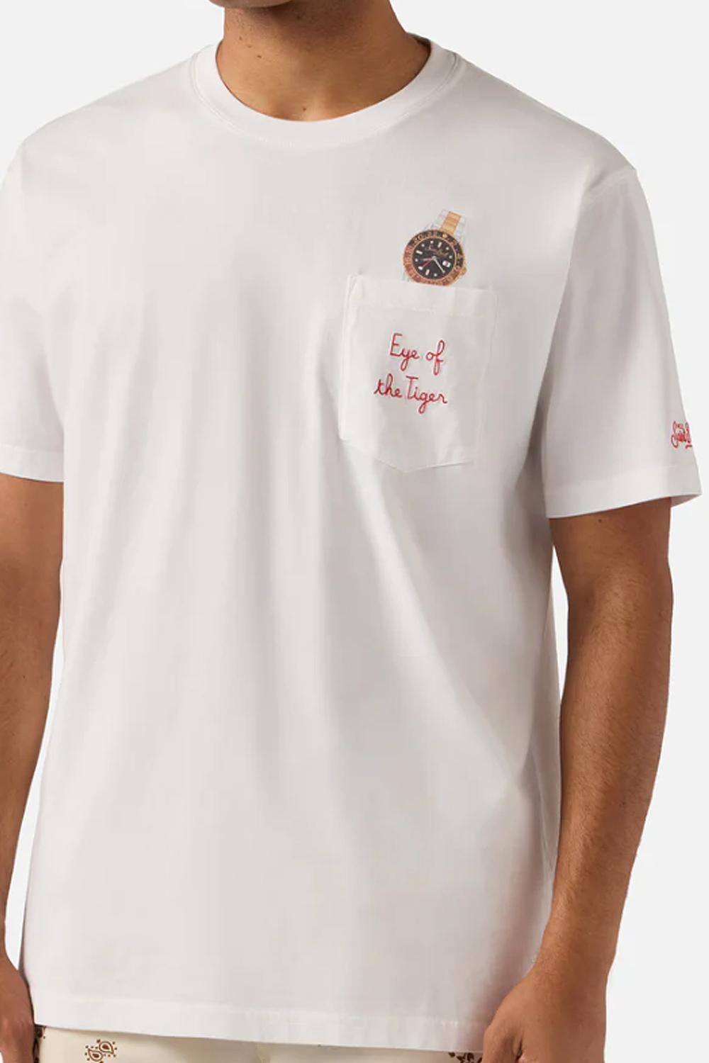 T-SHIRT AUSTIN MC2 CON STAMPA orologio e ricamo Eye Of The Tiger AUS0001 -01980L Mc2 Saint Barth 