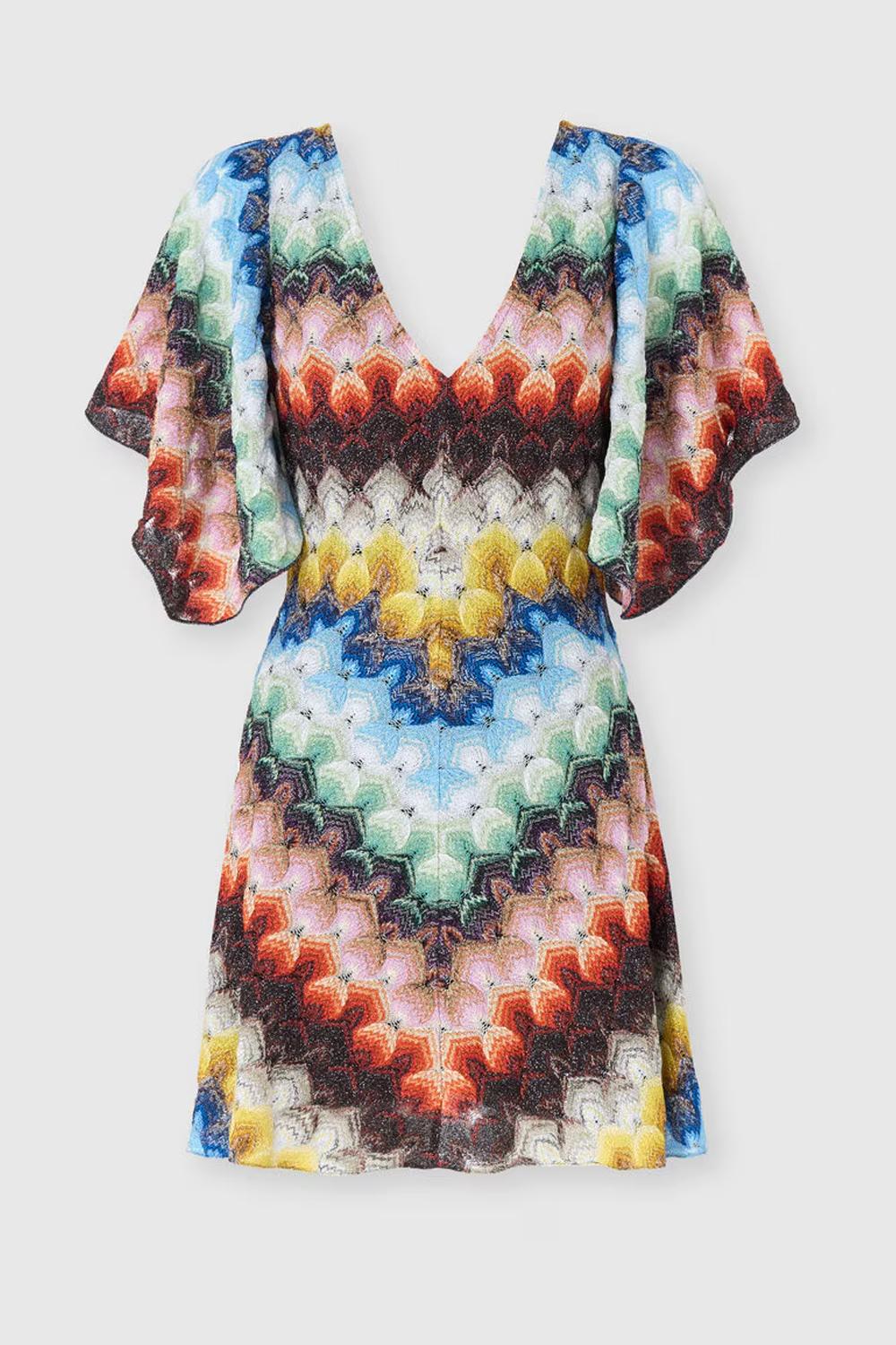 Abito corto in misto viscosa lamé motivo pizzo DS26SG44 BR015JSMSNV Missoni 