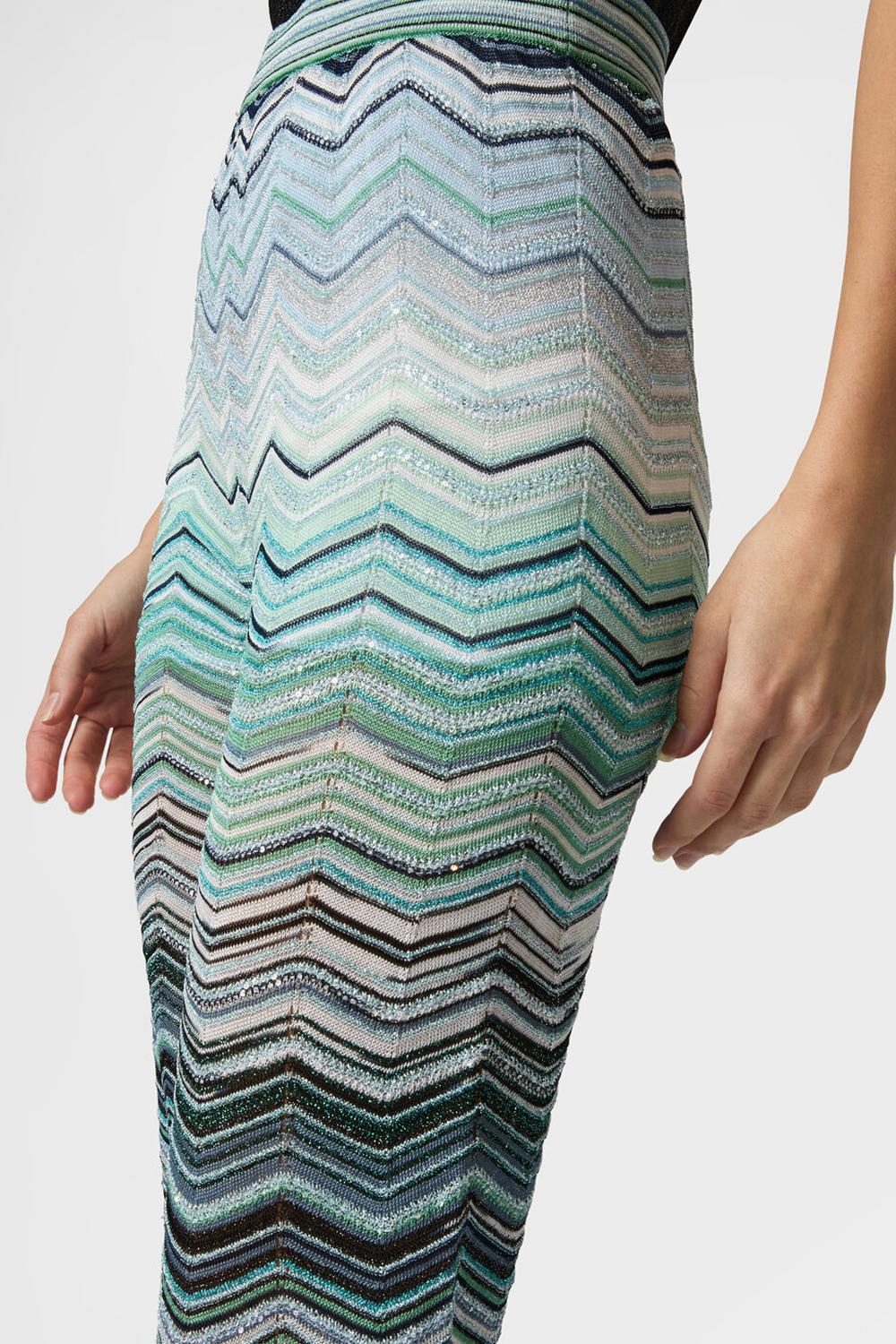 Pantaloni ampi in viscosa chevron lamé con paillettes DS26SI0C BK01H9SMSN4 Missoni 