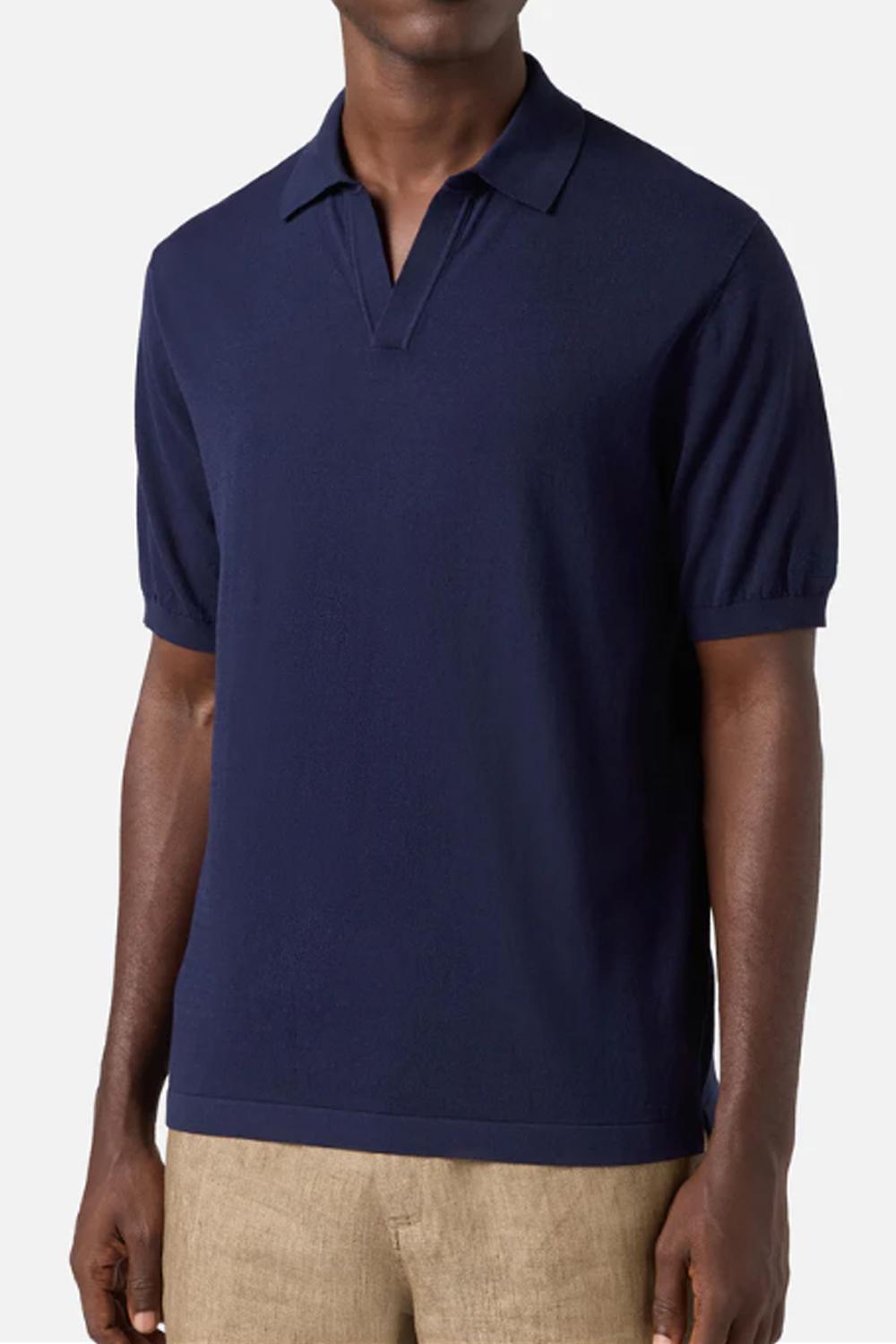 Polo Sloan in cotone pregiato high twist tinta unita SLO0001 -00097L Mc2 Saint Barth 