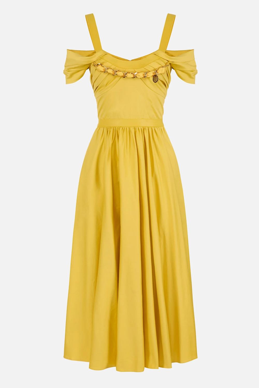 Abito in cotone stretch con catena gioiello AB921 61E2EV4 Elisabetta Franchi 