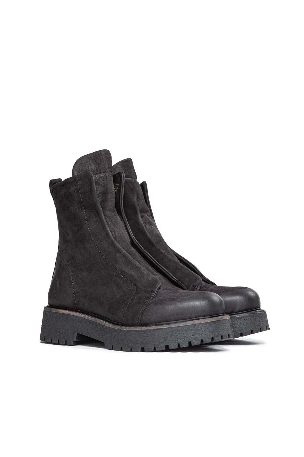 Stivaletto KUNI in Pelle di Alta Qualità con Suola Dentata KUNI NO LACE NABUK BLACK Patrizia Bonfanti 