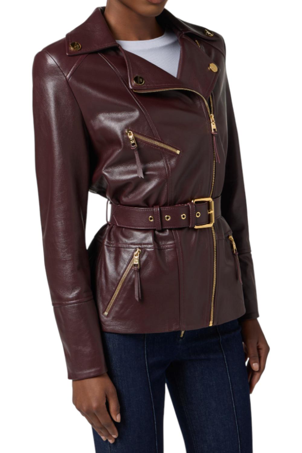 Giacca biker in pelle<BR/> GD50Z 56E2EA4 Elisabetta Franchi 
