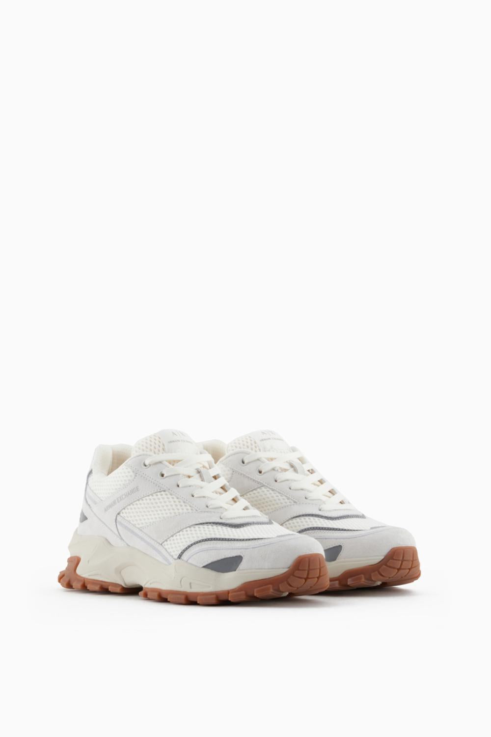 sneakers in nylon traforato e camoscio con suola oversize mesh miele XUX246 XV91600894 Armani Exchange 