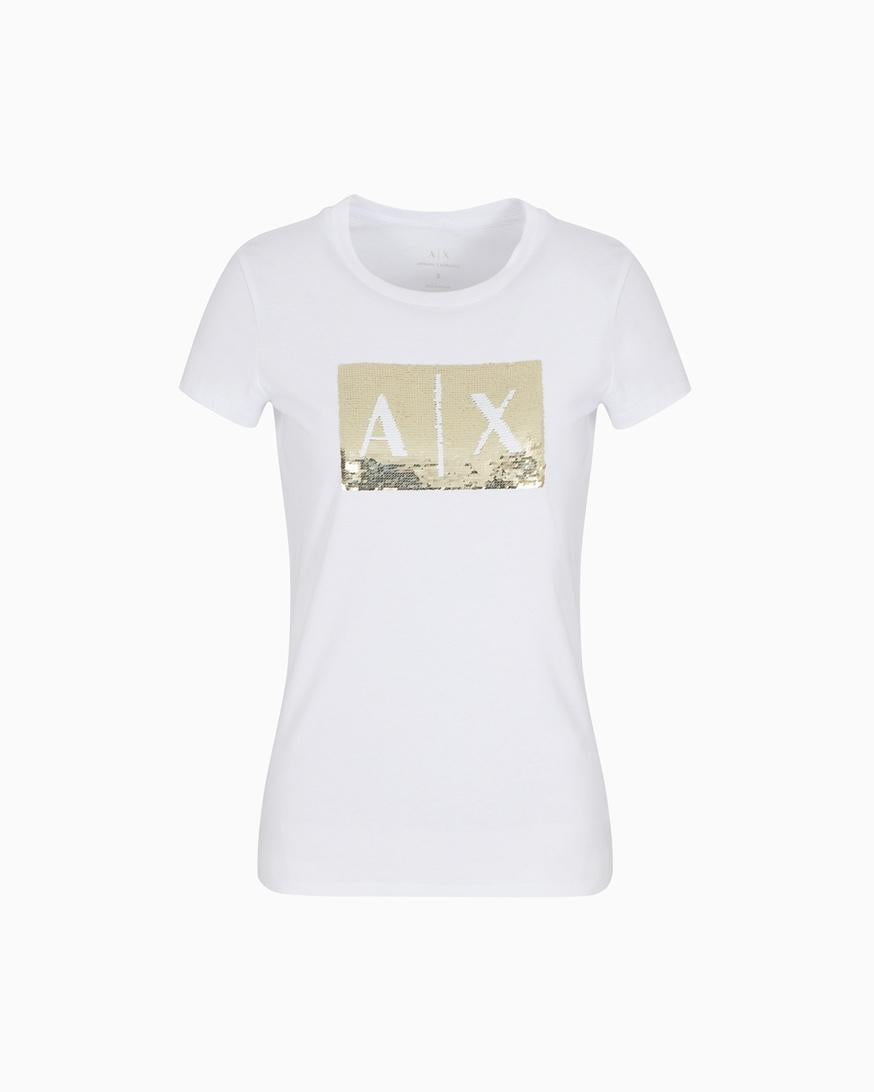 T-shirt slim fit con logo con strass Armani Exchange<BR/> 8NYTDL YJ73ZM0015 Armani Exchange 