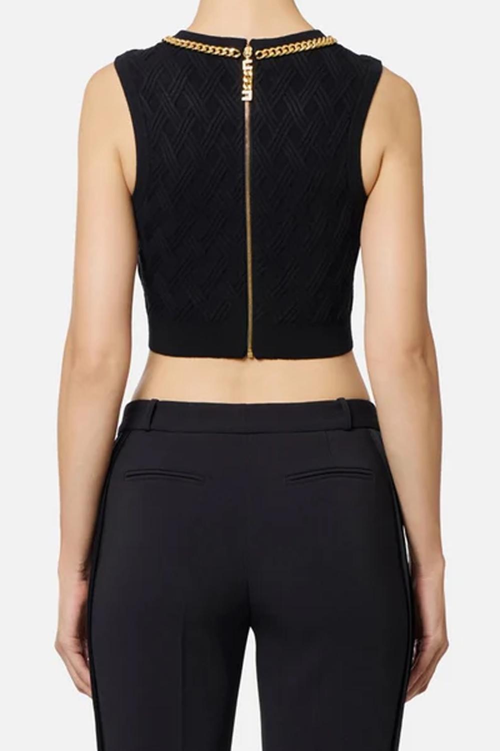 Top in maglia a rombi con dettaglio gioiello<BR/> TK60B 56E2110 Elisabetta Franchi 