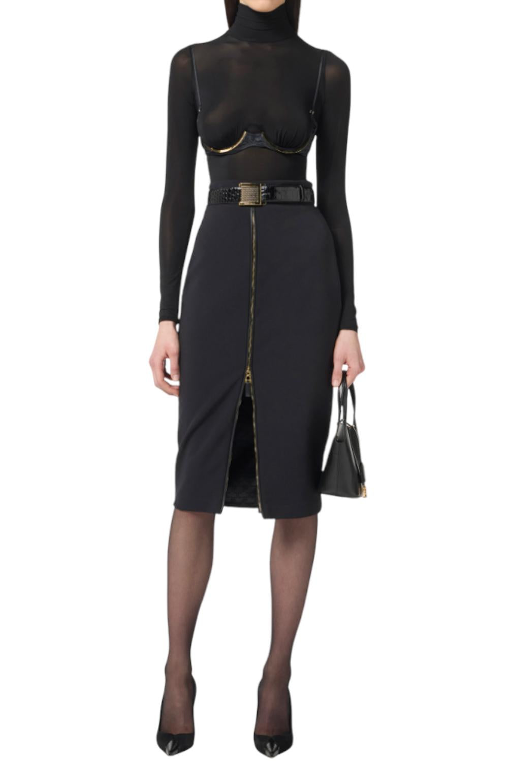 Gonna in crêpe leggero con zip<BR/> GO134 56E2110 Elisabetta Franchi 