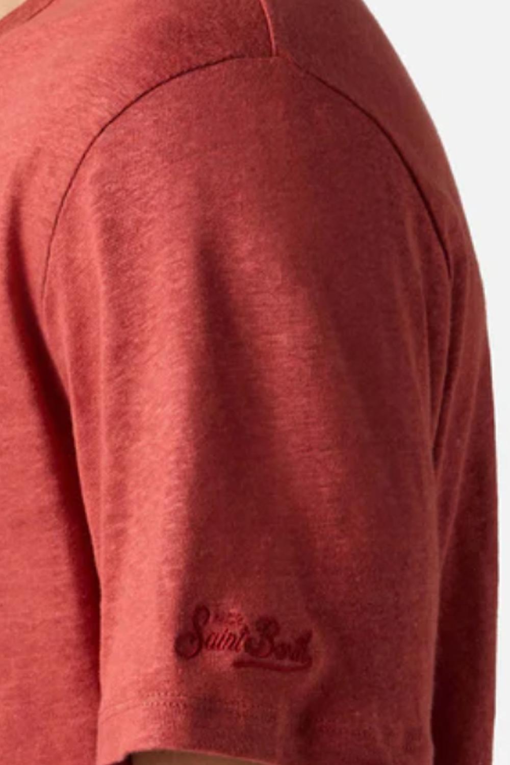 T-shirt Ecstasea mc2 in puro lino blu con logo ricamato ECS0003 -00139L Mc2 Saint Barth 