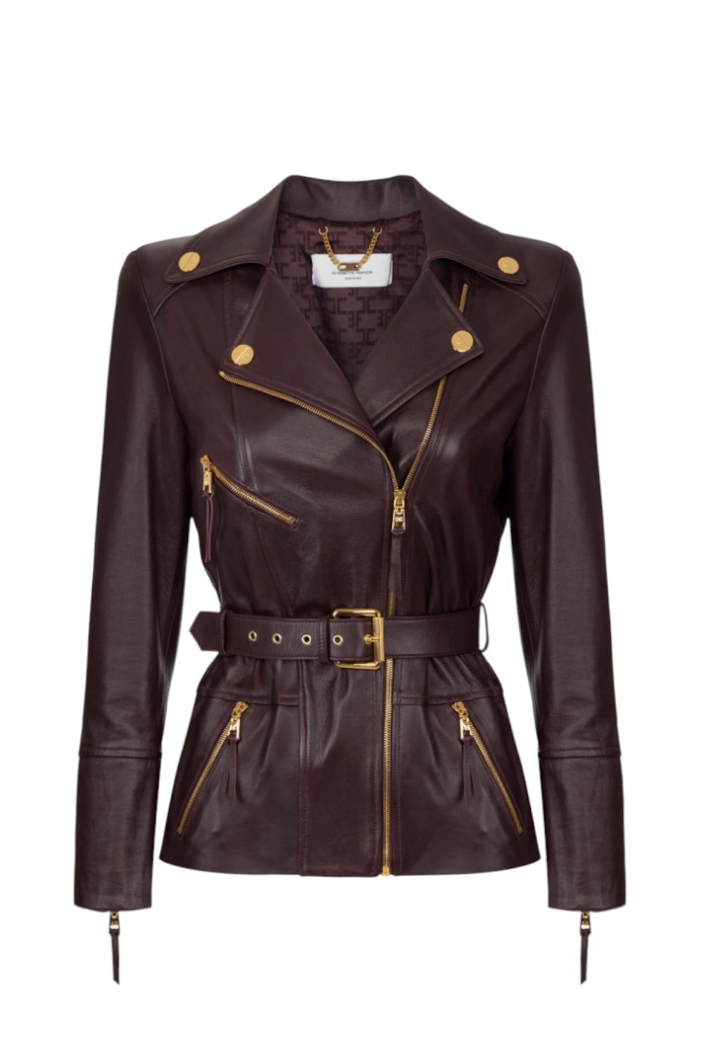 Giacca biker in pelle<BR/> GD50Z 56E2EA4 Elisabetta Franchi 