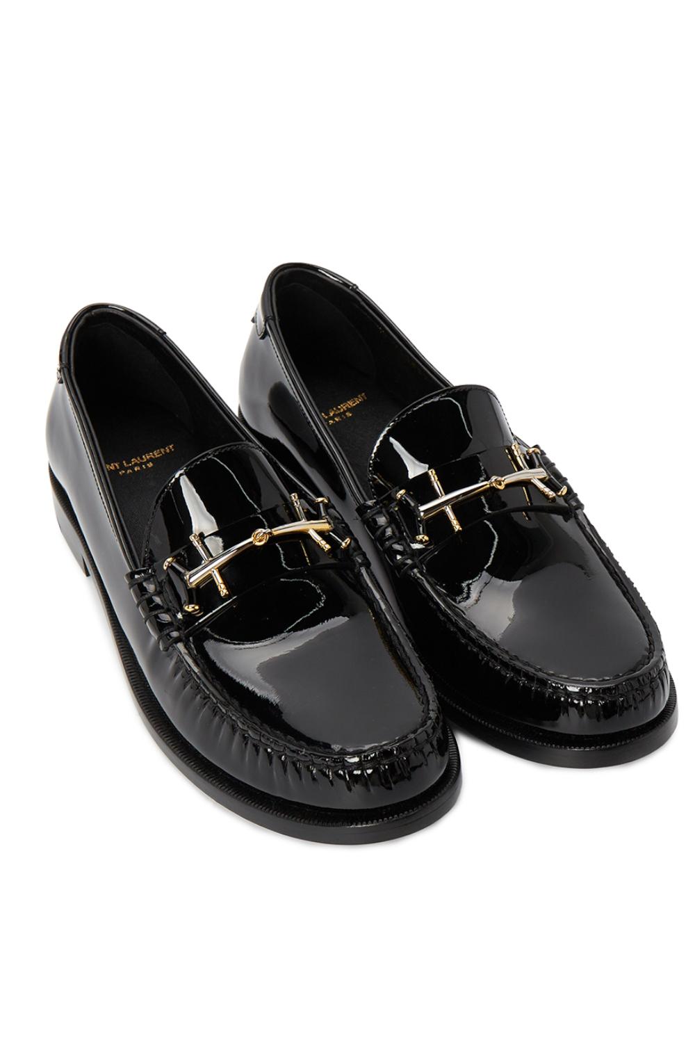 Mocassini Penny Firmati Saint Laurent in Pelle di Vitello Nera 741866 AAB3B1000 Saint Laurent 