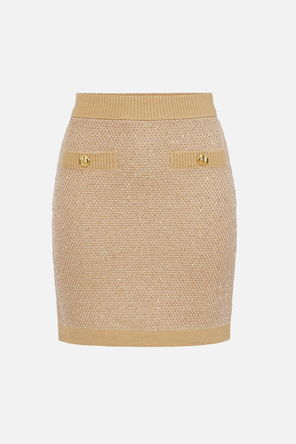 Gonna in maglia con paillettes<BR/> GK23T 57E2EA2 Elisabetta Franchi 