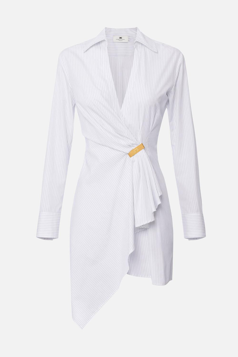 Shirt dress in popeline con dettaglio gioiello<BR/> AB725 51E2DL6 Elisabetta Franchi 
