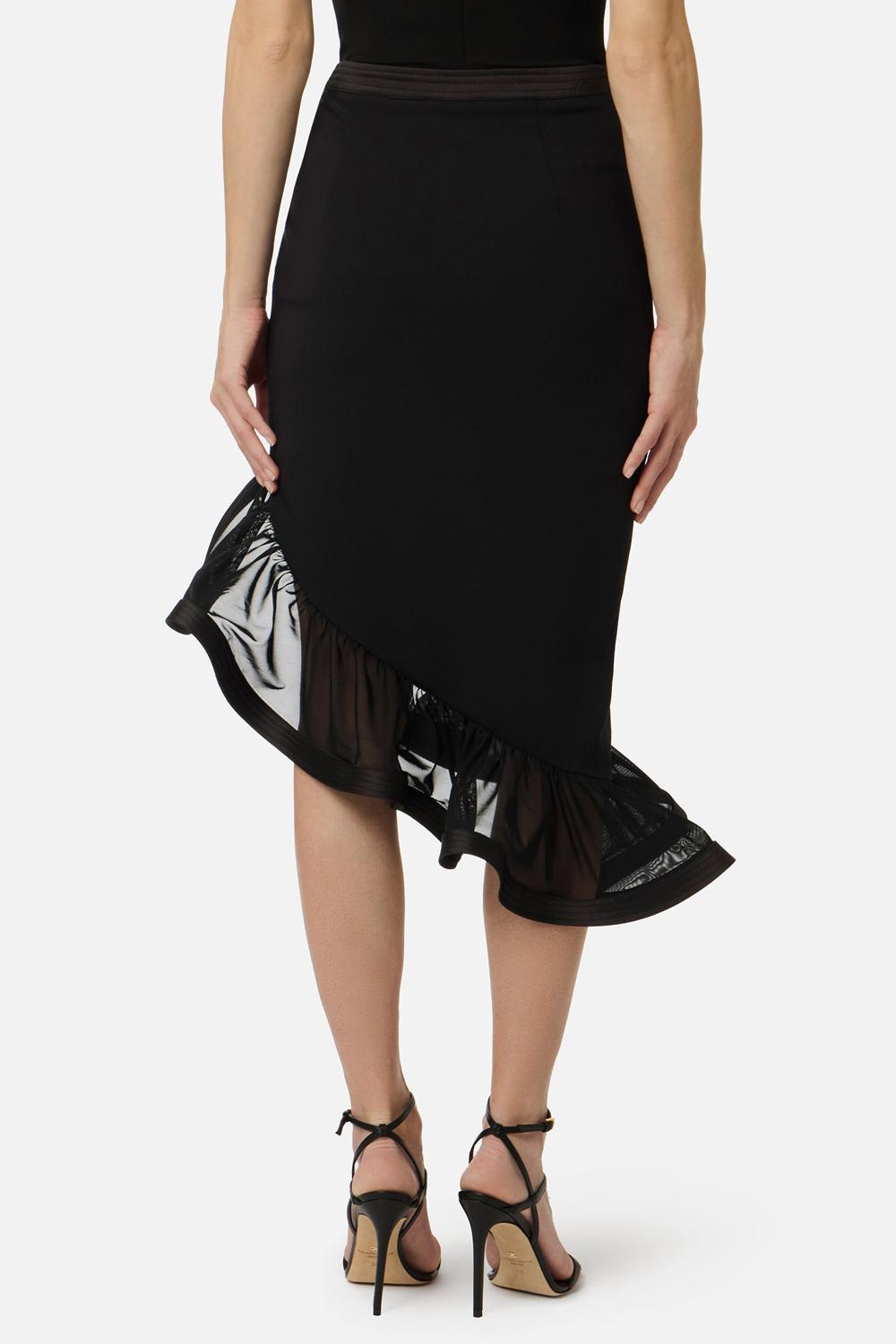 Gonna in crêpe e satin con maxi balza GO180 62E2110 Elisabetta Franchi 