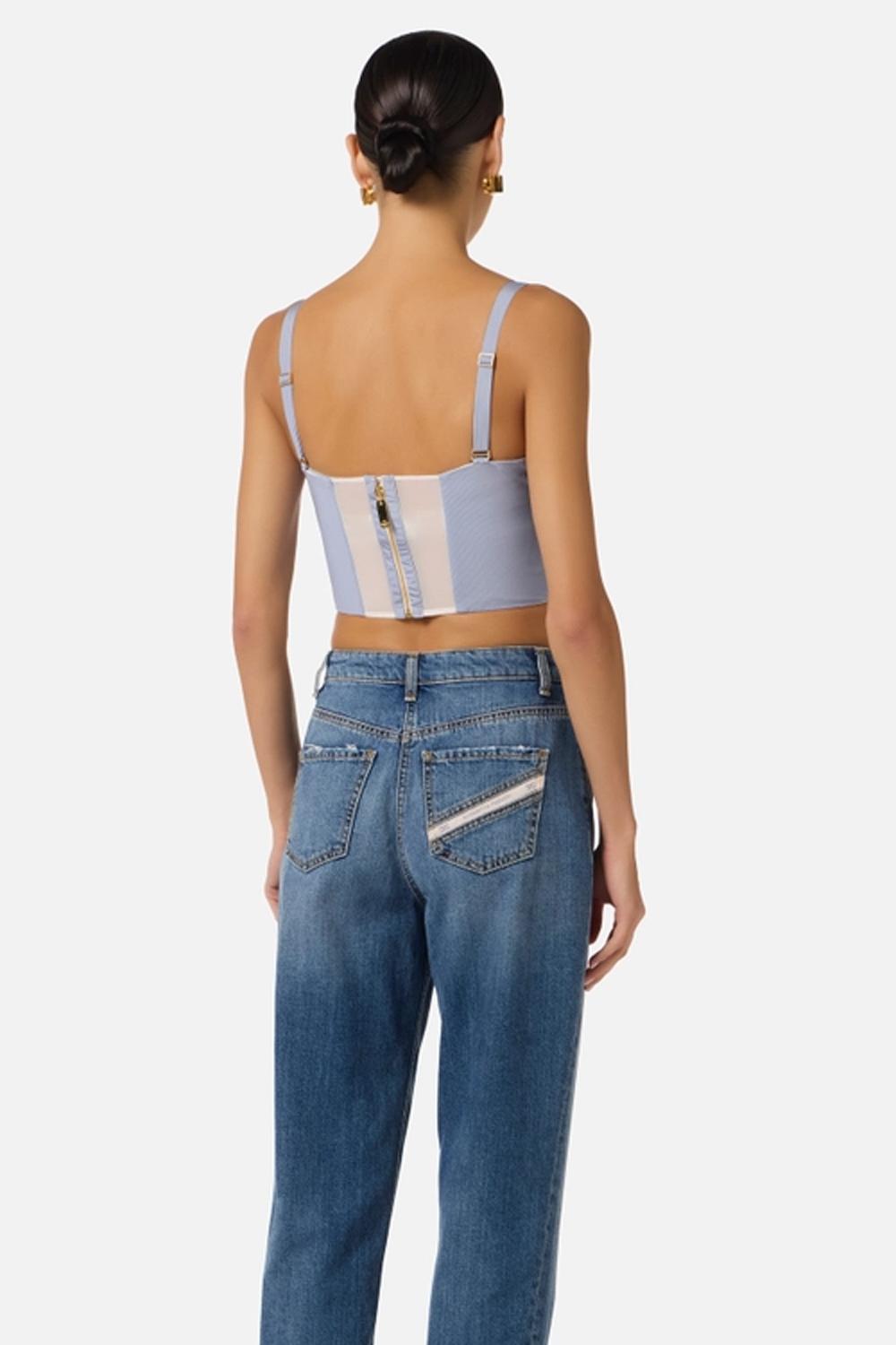 top in con bustino con scollo a cuore e spalline sottili TO053 62E3019 Elisabetta Franchi 