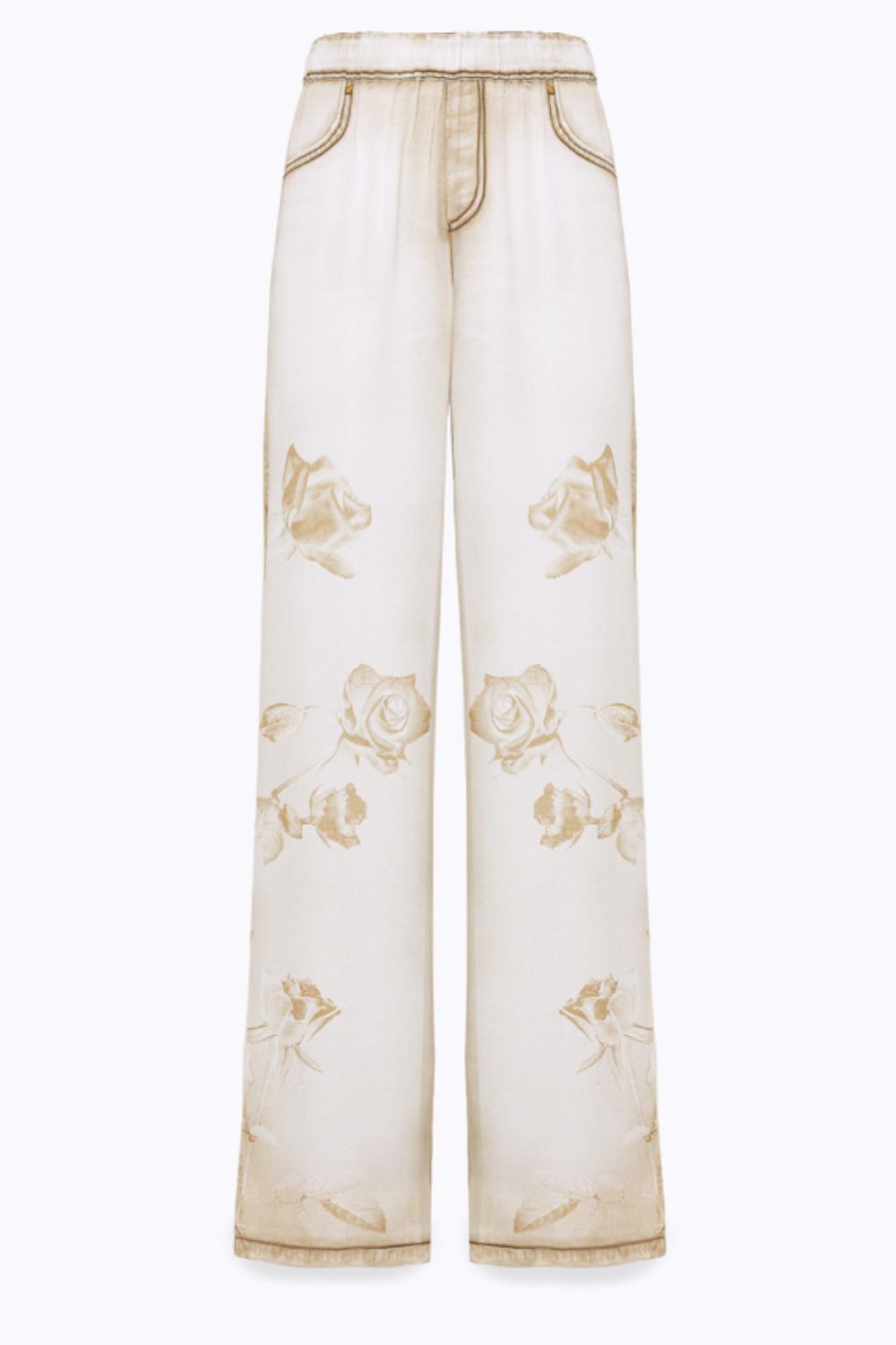 PANTALONI A PALAZZO IN RASO EFFETTO DENIM<BR/> RA5073 T3836M9337 Blugirl 
