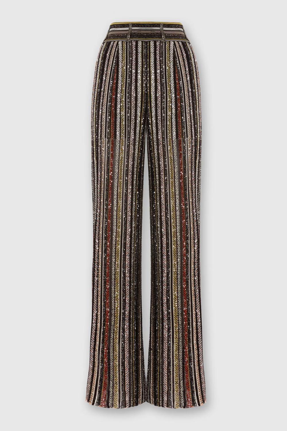Pantalone lungo in maglia a righe spigata<BR/> DS25WI09 BK01C3SM9T5 Missoni 