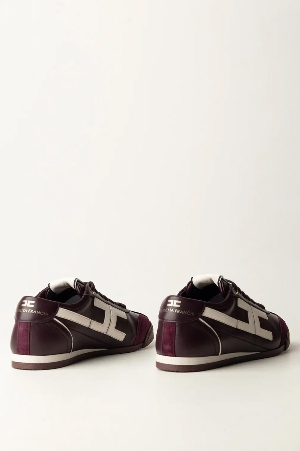 Sneaker in pelle con dettaglio logo<BR/> SA82G 56E2EH8 Elisabetta Franchi 