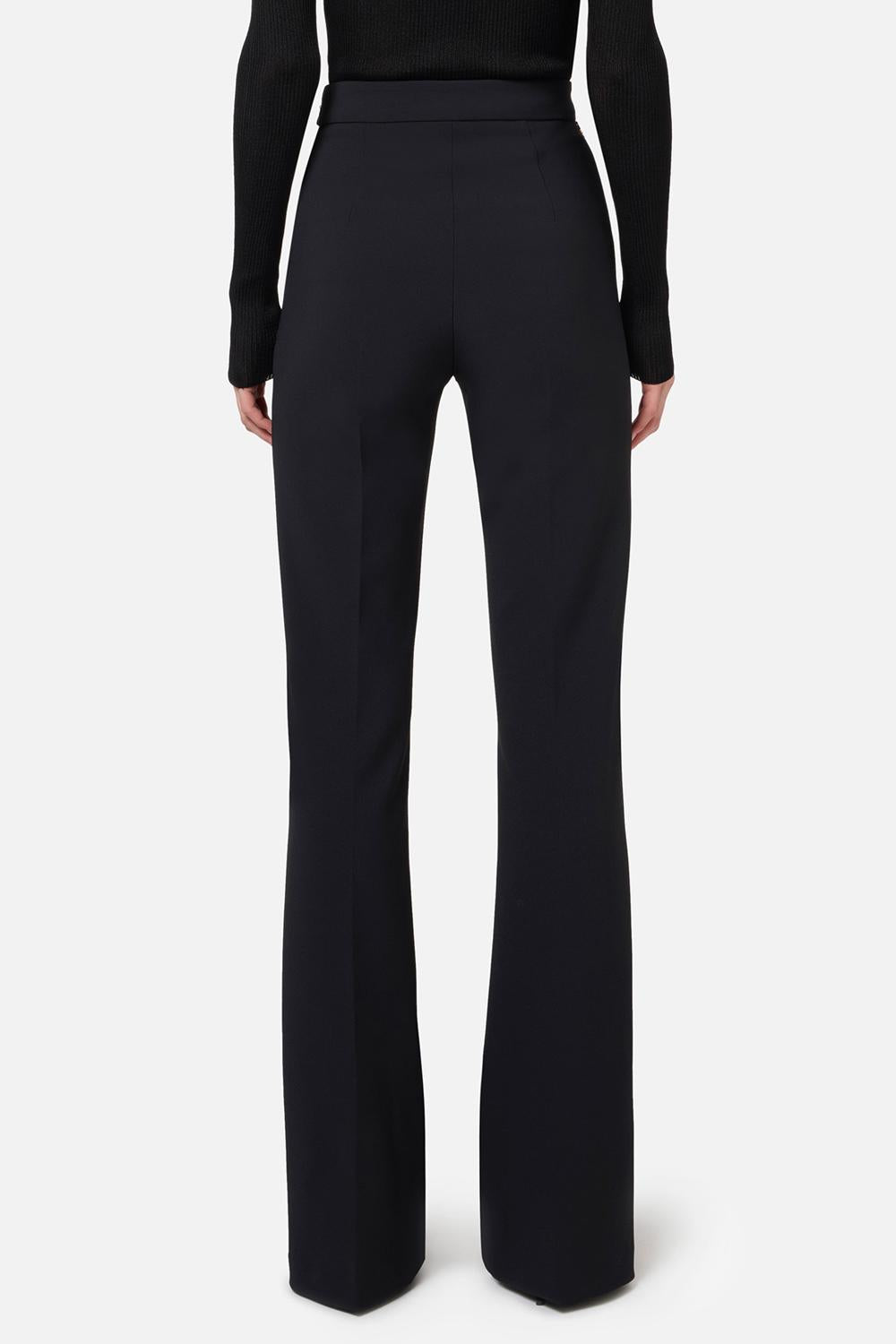 Pantalone a palazzo in crêpe stretch con cintura<BR/> PAT35 46E2110 Elisabetta Franchi 