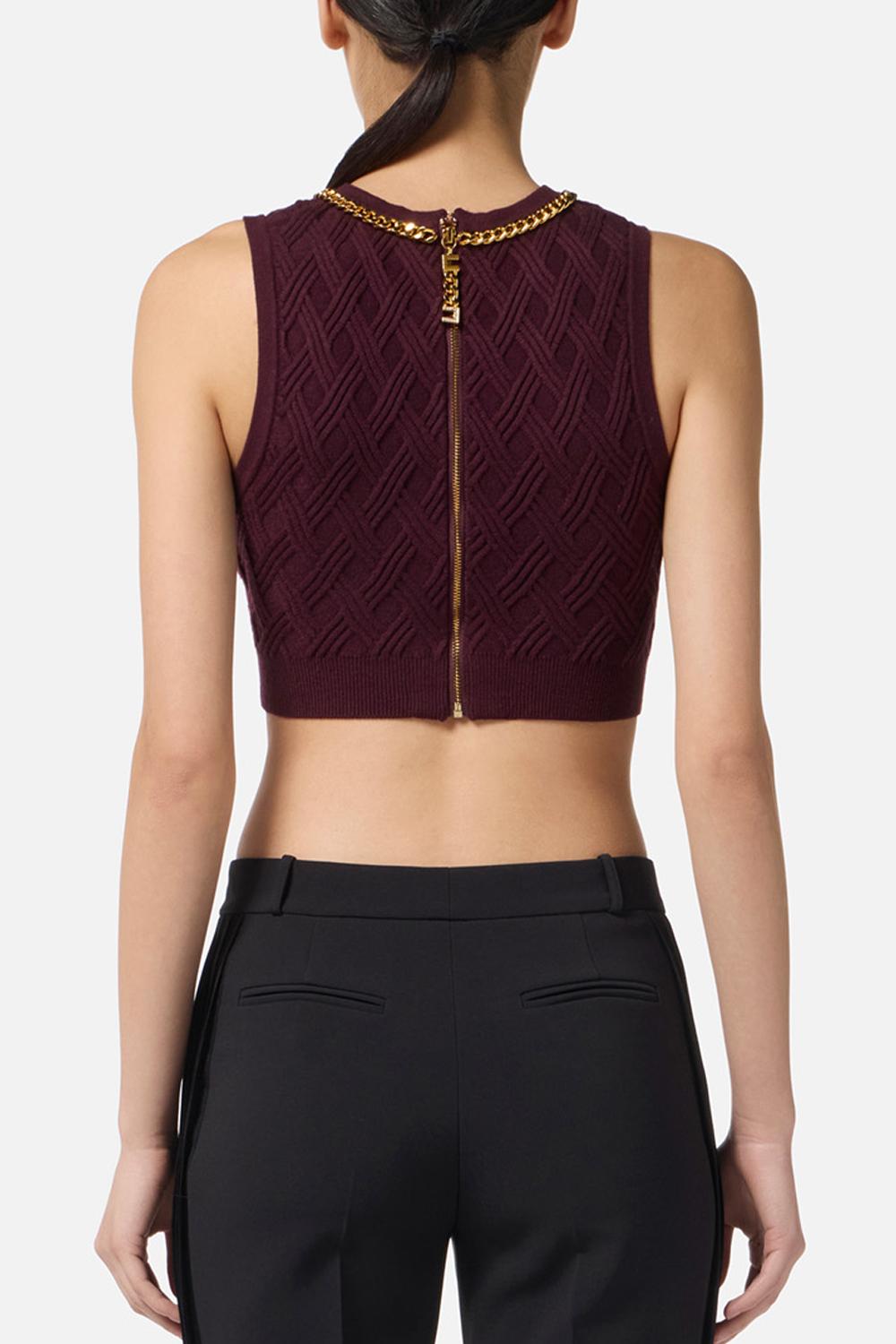 Top in maglia a rombi con dettaglio gioiello<BR/> TK60B 56E2EA4 Elisabetta Franchi 