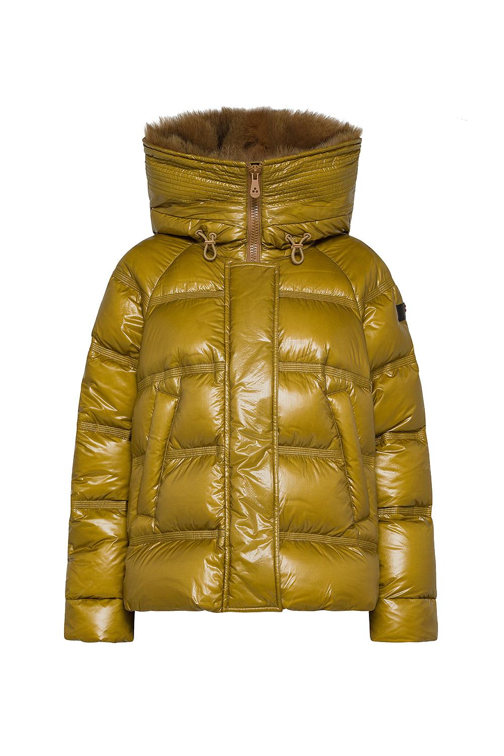 Piumino Corto TAKAN in Piuma dOca con Cappuccio e Pelliccia Staccabile PED5123 01181752826 Peuterey 