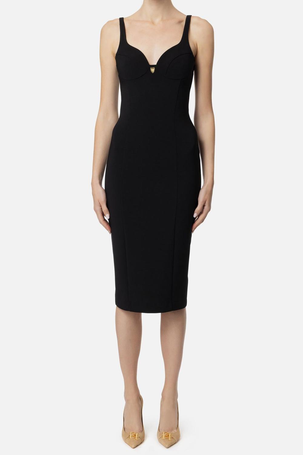Abito midi in crêpe stretch taglio coppe<BR/> AB711 46E2110 Elisabetta Franchi 