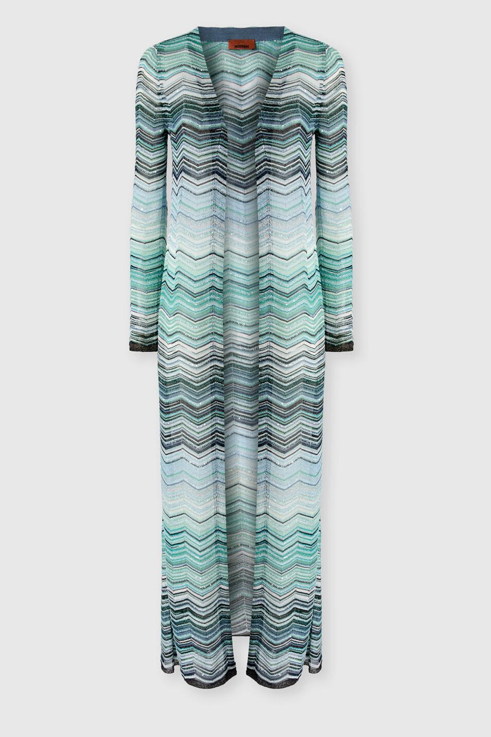 Cardigan lungo motivo chevron con paillettes DS26SM0H BK01H9SMSN4 Missoni 