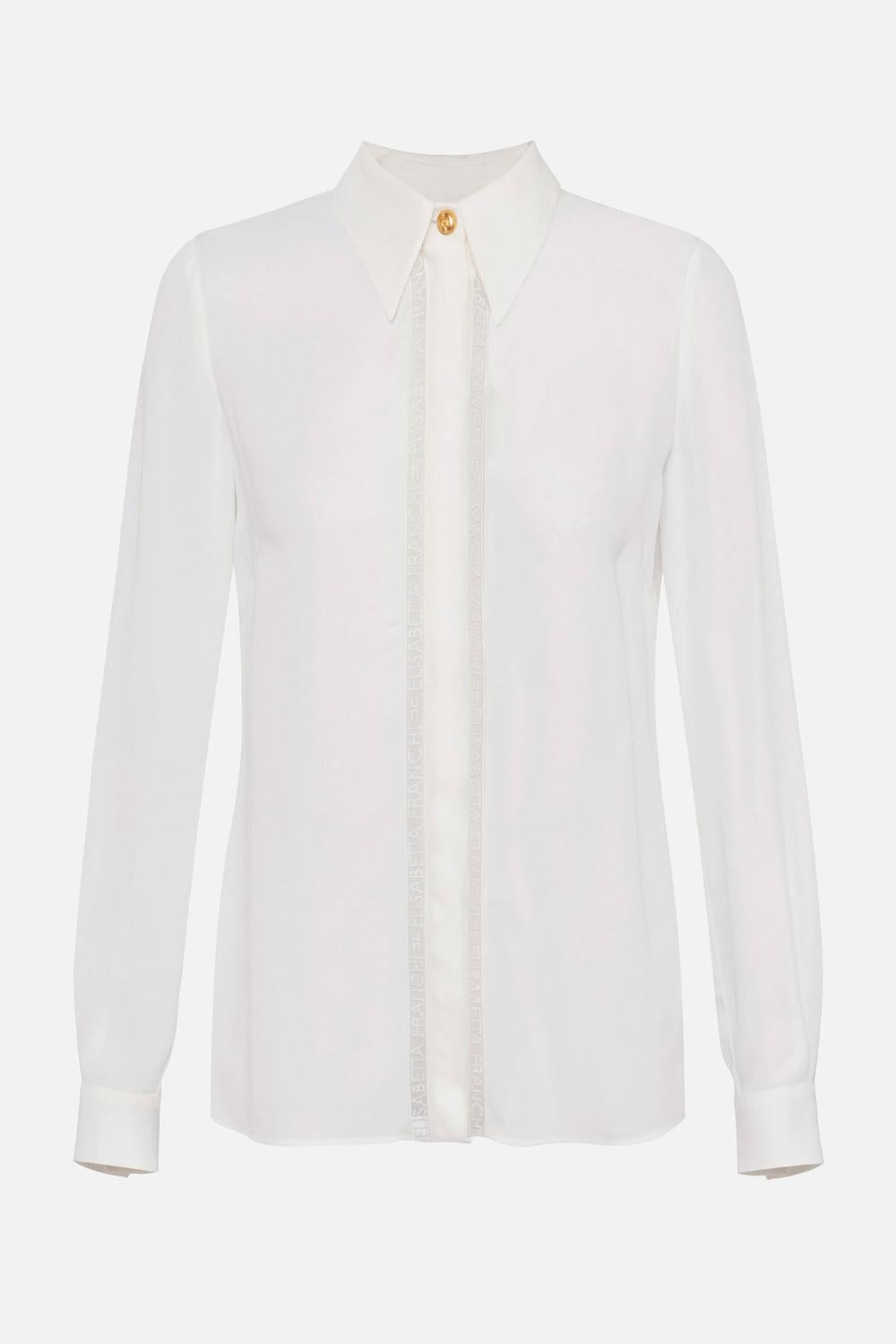 Camicia in georgette con bande lettering<BR/> CA054 51E2360 Elisabetta Franchi 