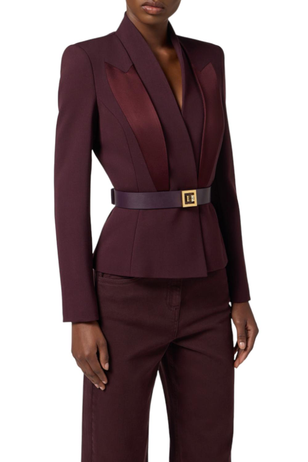 Giacca in crêpe con rever in raso<BR/> GI176 56E2EA4 Elisabetta Franchi 