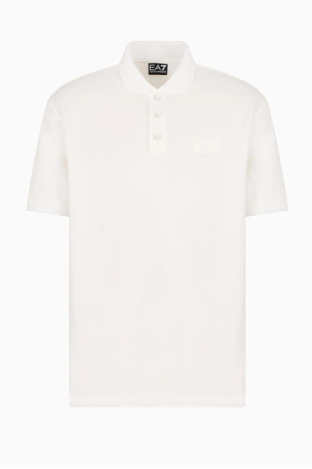 polo in piquet di modal con logo patch rettangolare 7M000090 AF13862U0005 EA7 Emporio Armani 