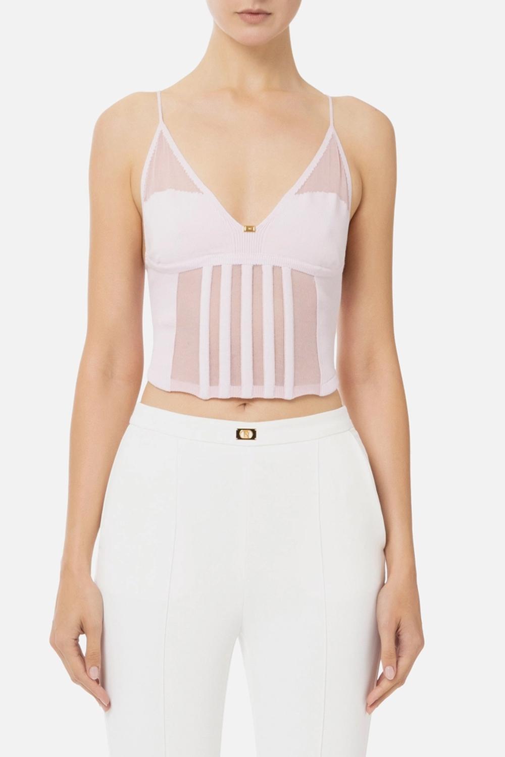 Top con trasparenze e tagli corsetto<BR/> TK25Q 51E2360 Elisabetta Franchi 