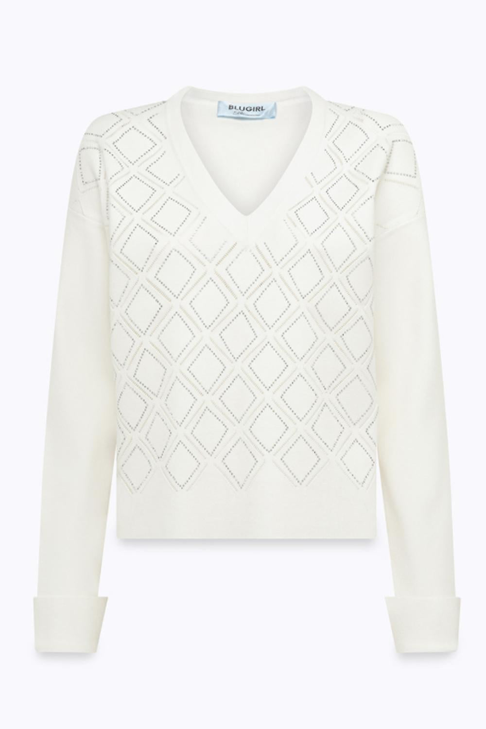 MAGLIA IN VISCOSA CON STRASS RF5147 MS99E10602 Blugirl 