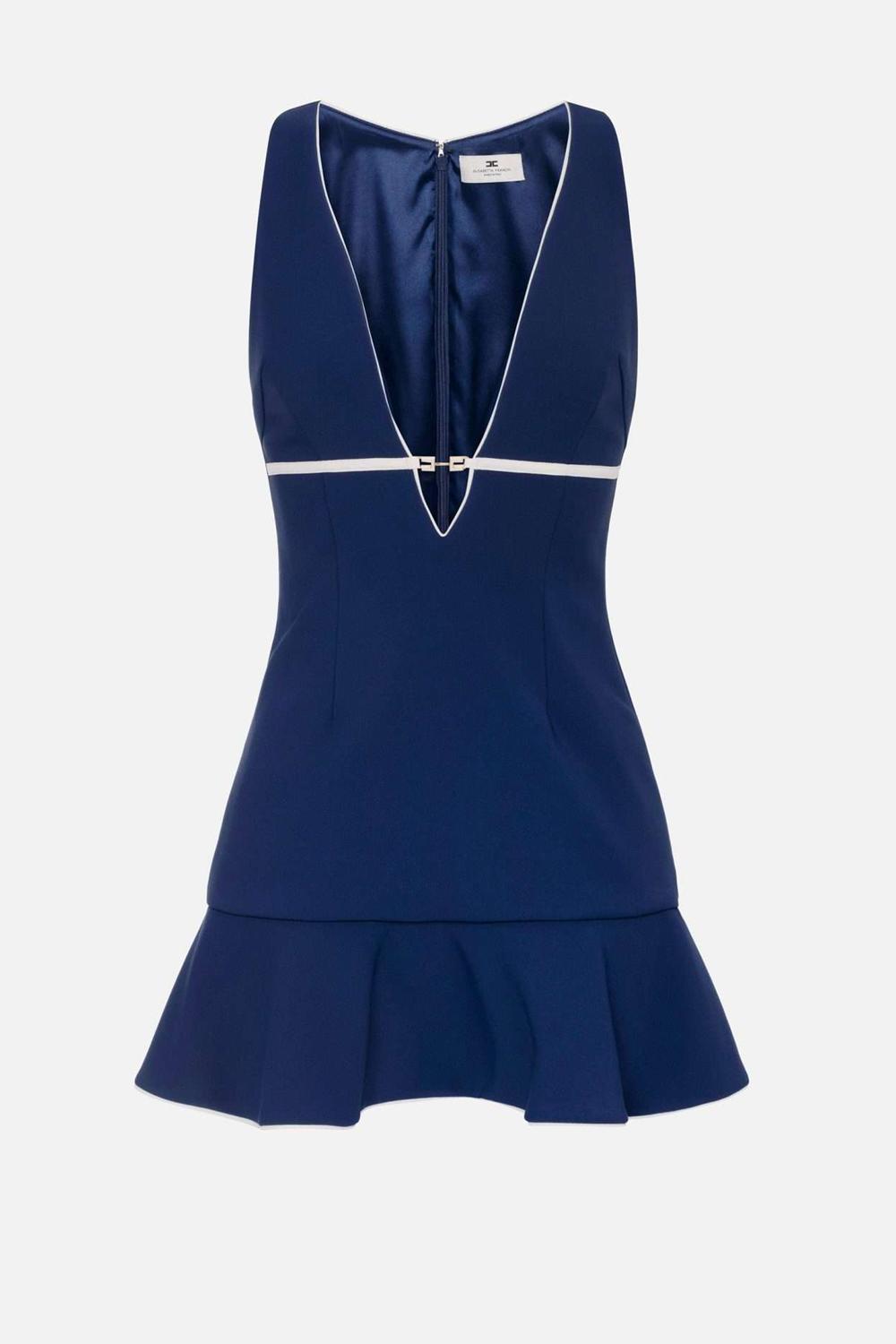 Abito in crêpe con piping e morsetto gioiello<BR/> ABT22 51E2DN9 Elisabetta Franchi 