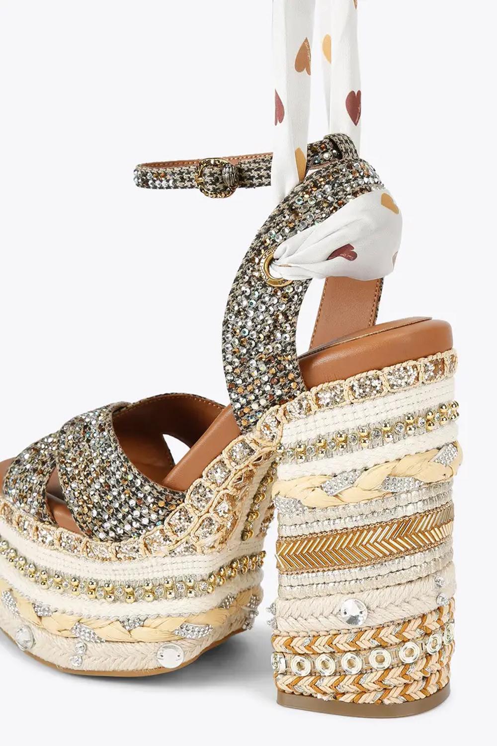 Sandalo Chelsea Scarf con tacco platform 4352443609 /BEIGE Kurt Geiger London 