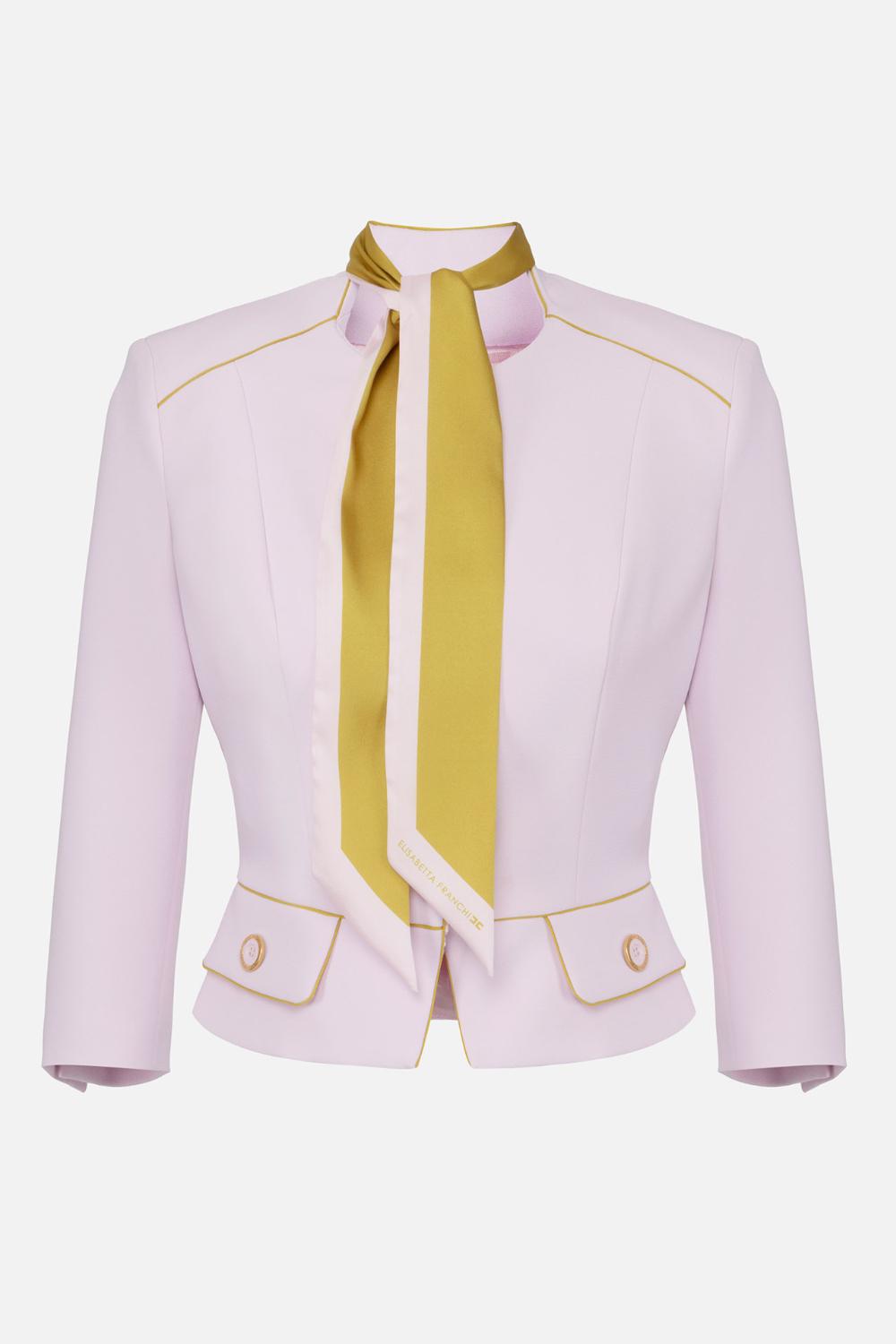 Giacca in crêpe con foulard bicolore<BR/> GIT51 51E2DK3 Elisabetta Franchi 