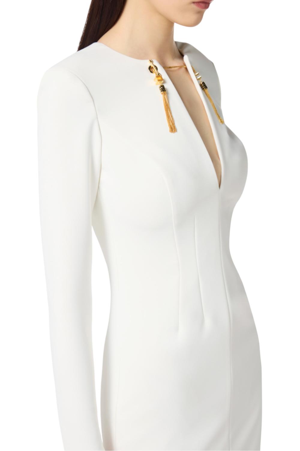 Abito in crêpe leggero con catena gioiello<BR/> AB805 57E2360 Elisabetta Franchi 