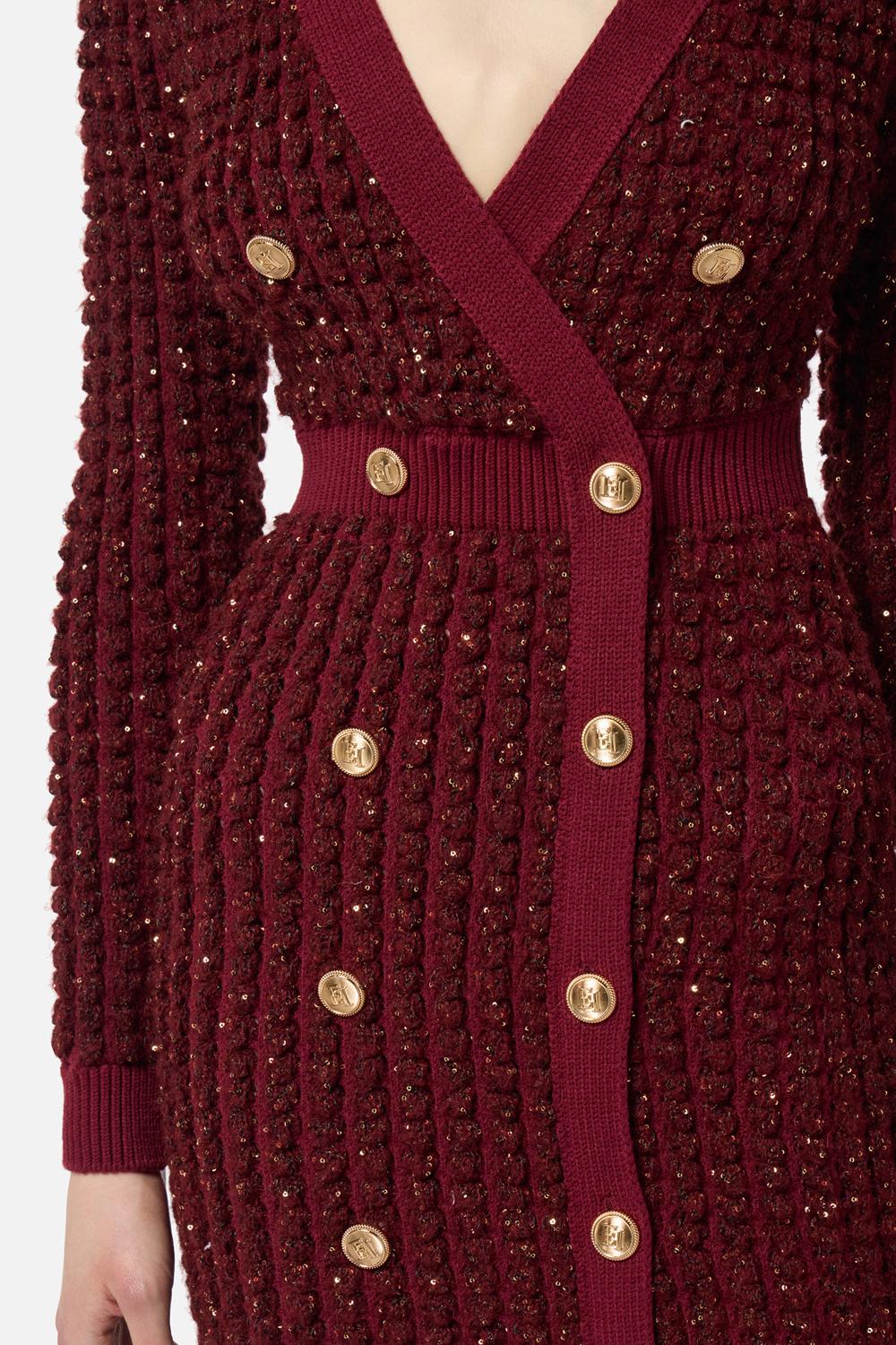 Abito in maglia bouclé con paillettes AM15Q 56E2CG3 Elisabetta Franchi 