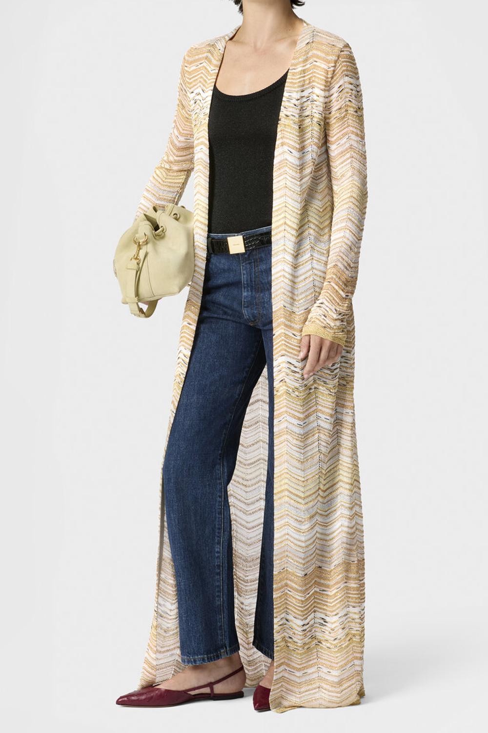Cardigan lungo motivo chevron con paillettes DS26SM0H BK01H9SM9ZU Missoni 