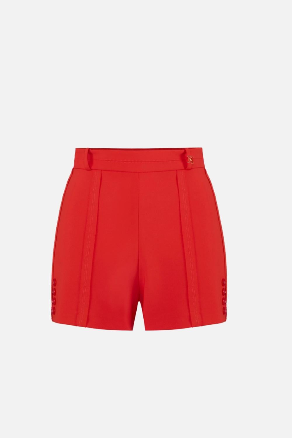Shorts Elisabetta Franchi in Crêpe con Cuciture a Vista e Logo Dorato<BR/> SH007 61E2H85 Elisabetta Franchi 