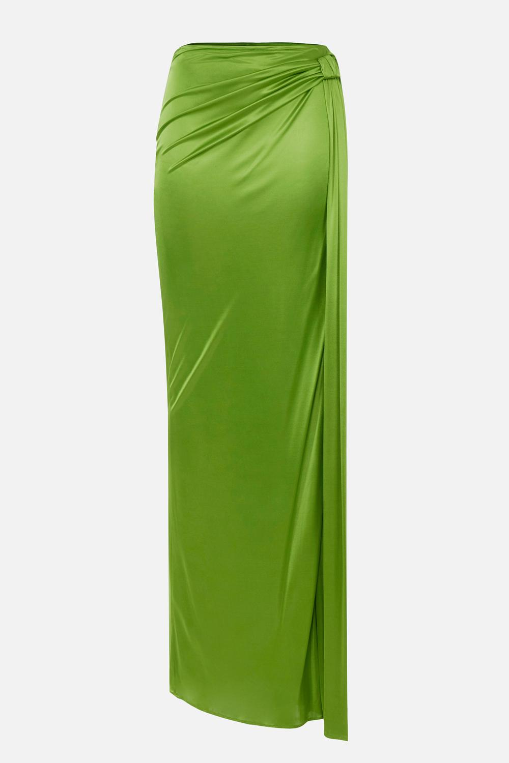 Gonna lunga in jersey di viscosa lucida con spacco laterale GO166 61E2EV3 Elisabetta Franchi 