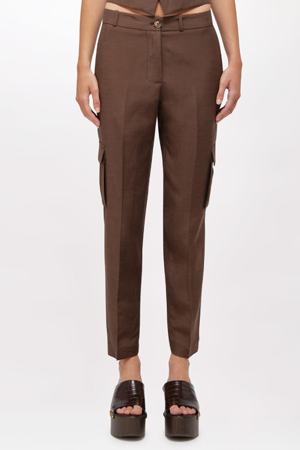 PANTALONI CARGO IN MISTO LINO RA6095 T882390913 Blugirl 