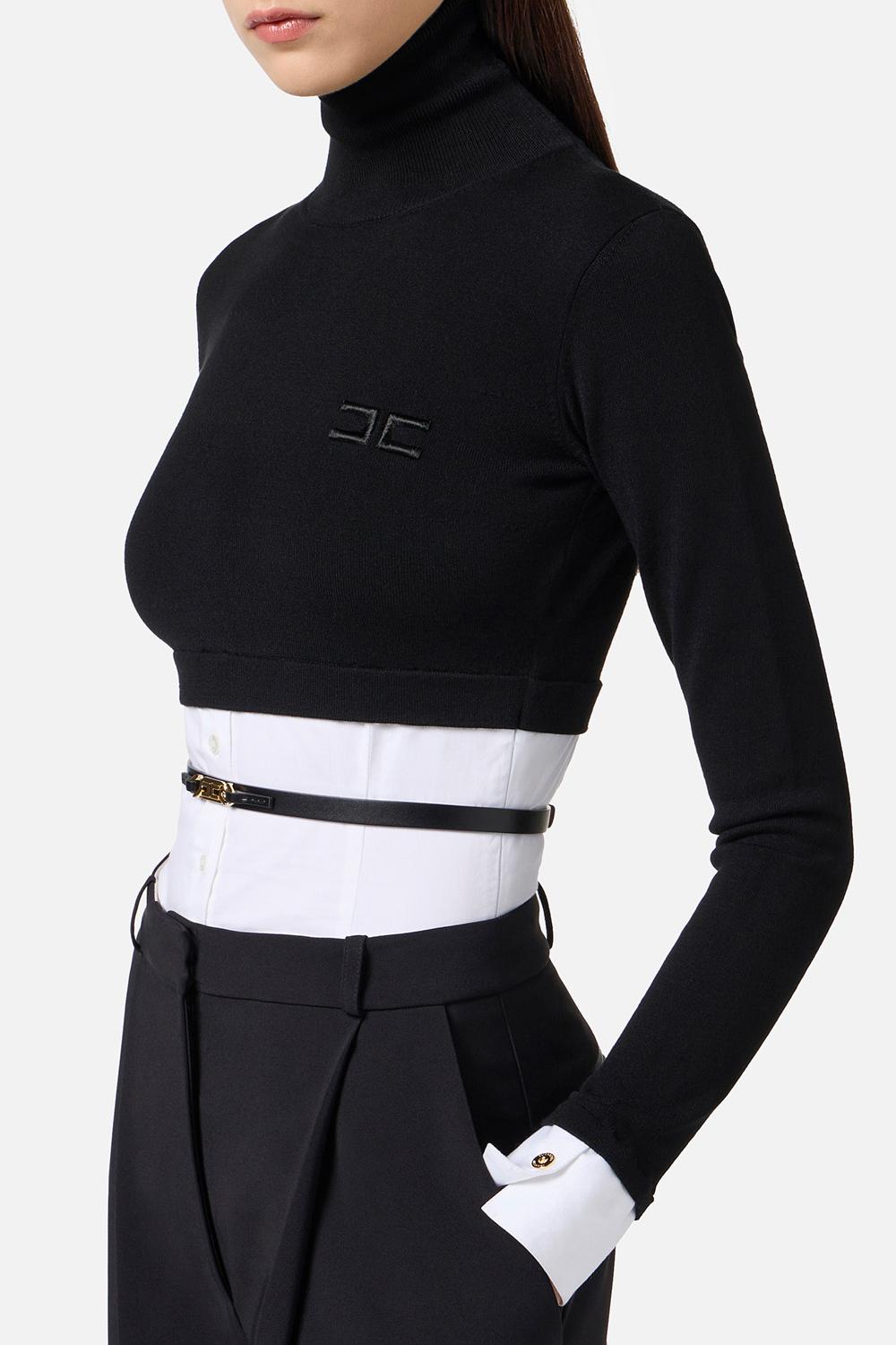 Maglia in viscosa e popeline di cotone<BR/> MK14T 56E2222 Elisabetta Franchi 