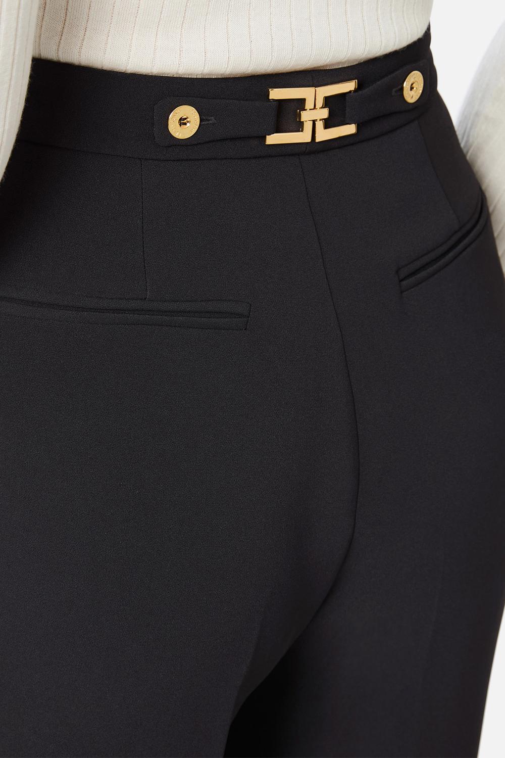 Pantaloni in crêpe con accessorio gioiello PA099 56E2110 Elisabetta Franchi 