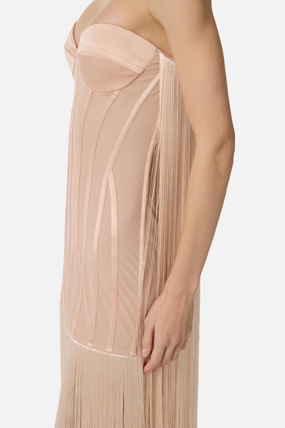 Abito da sera in tulle con frange effetto Red Carpet ABR37 63E2EA1 Elisabetta Franchi 