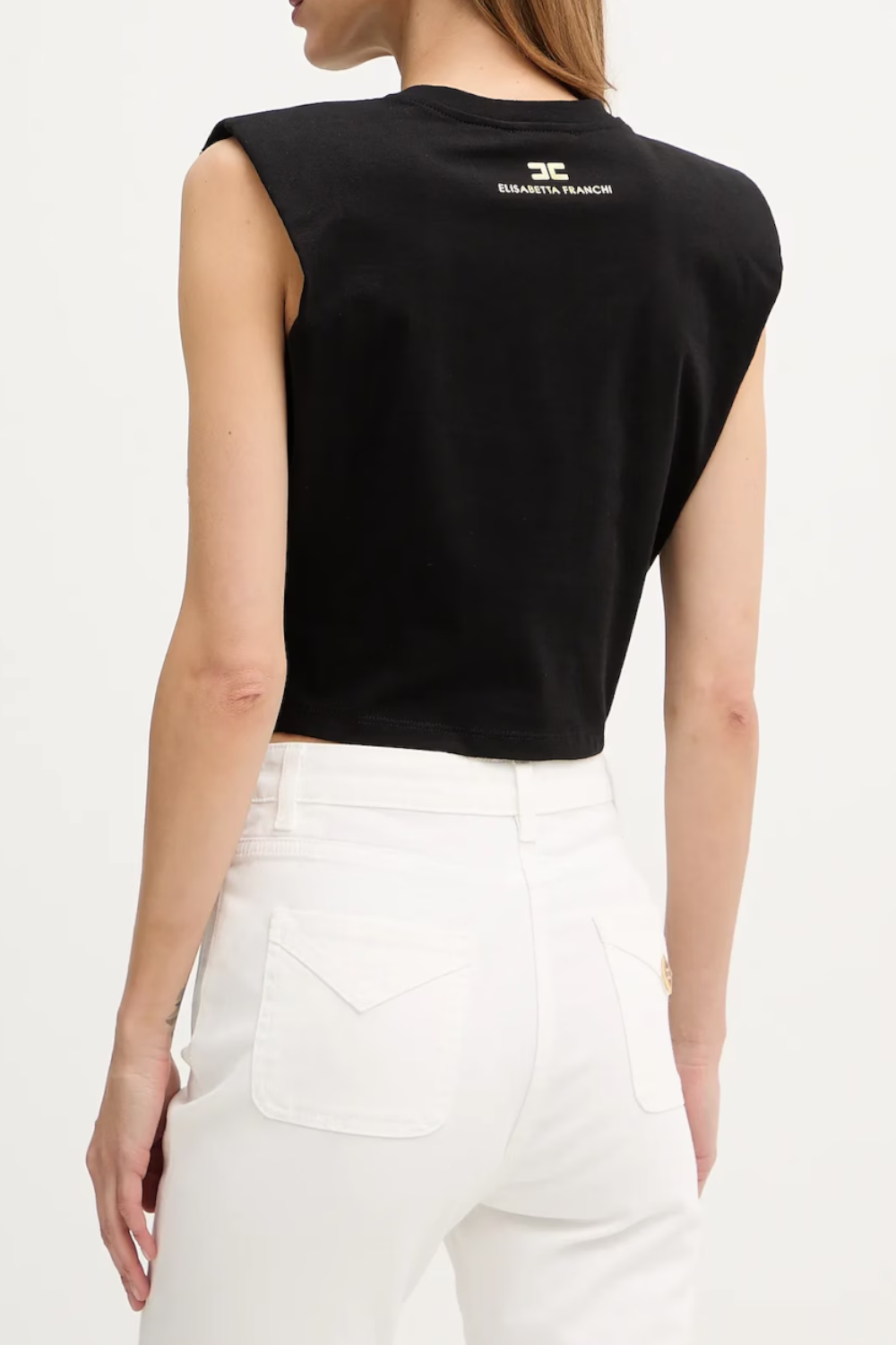 T-Shirt Elisabetta Franchi in Jersey con Nodo Frontale e Dettagli Logo MA011 61E2110 Elisabetta Franchi 