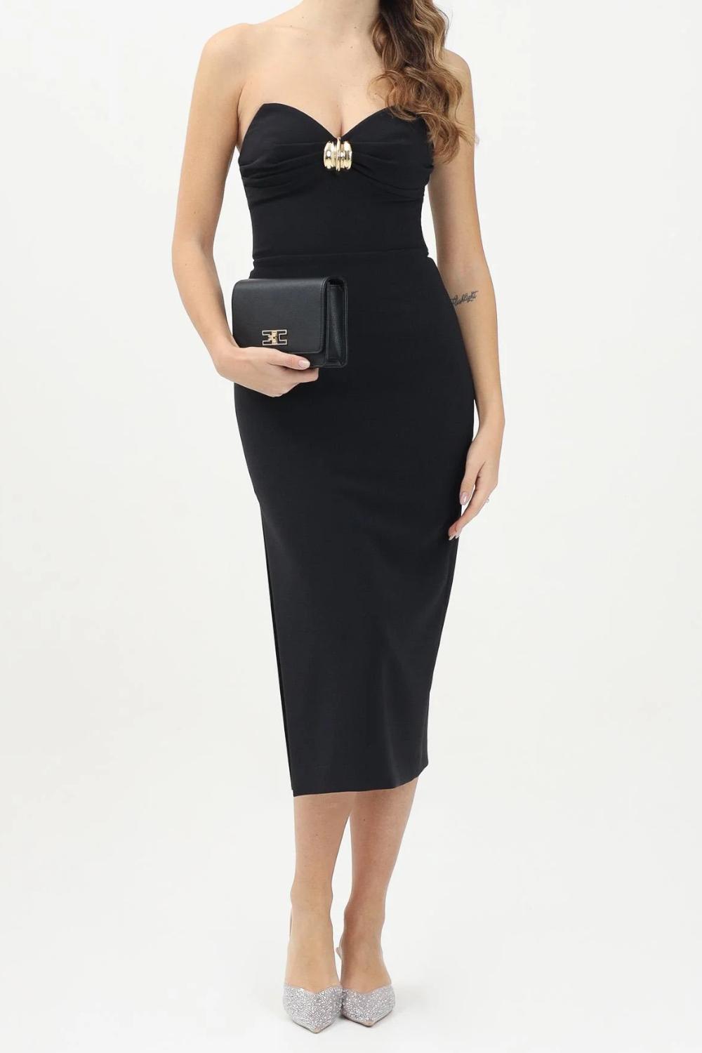 Tubino in crêpe fluido con macro fiocco<BR/> AB769 51E2110 Elisabetta Franchi 