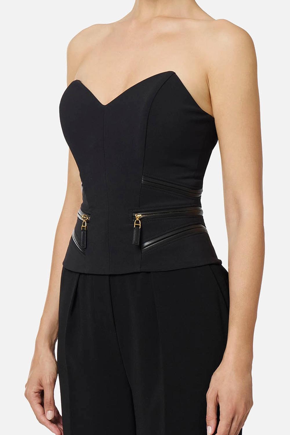 Top in crêpe con dettagli zip<BR/> TO036 56E2110 Elisabetta Franchi 