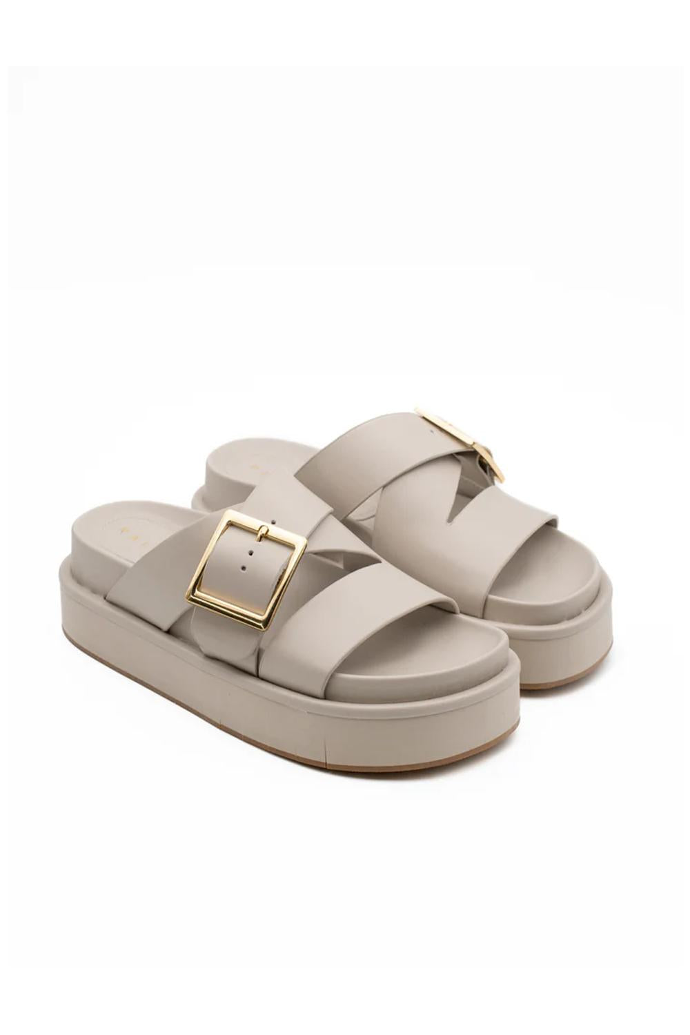 Sandalo Demi Bio in pelle 100% con suola microflessibile e fibbia metallica DEMI /OFF WHITE Palomitas 