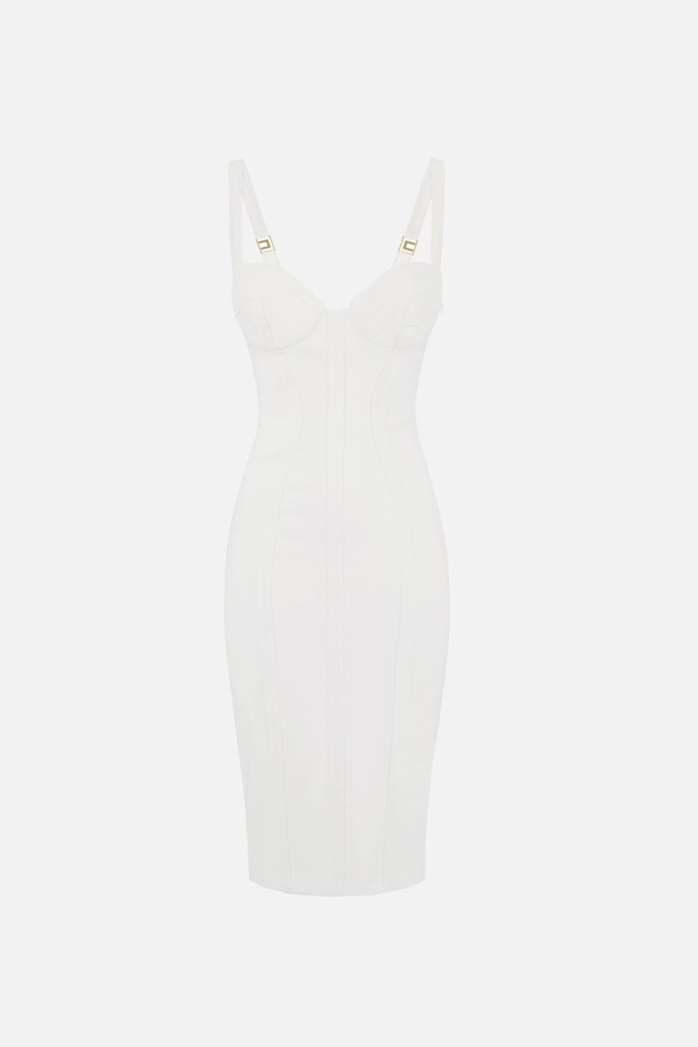Abito Elisabetta Franchi in Crêpe con Top Bustier e Cuciture a Vista<BR/> AB918 61E2360 Elisabetta Franchi 