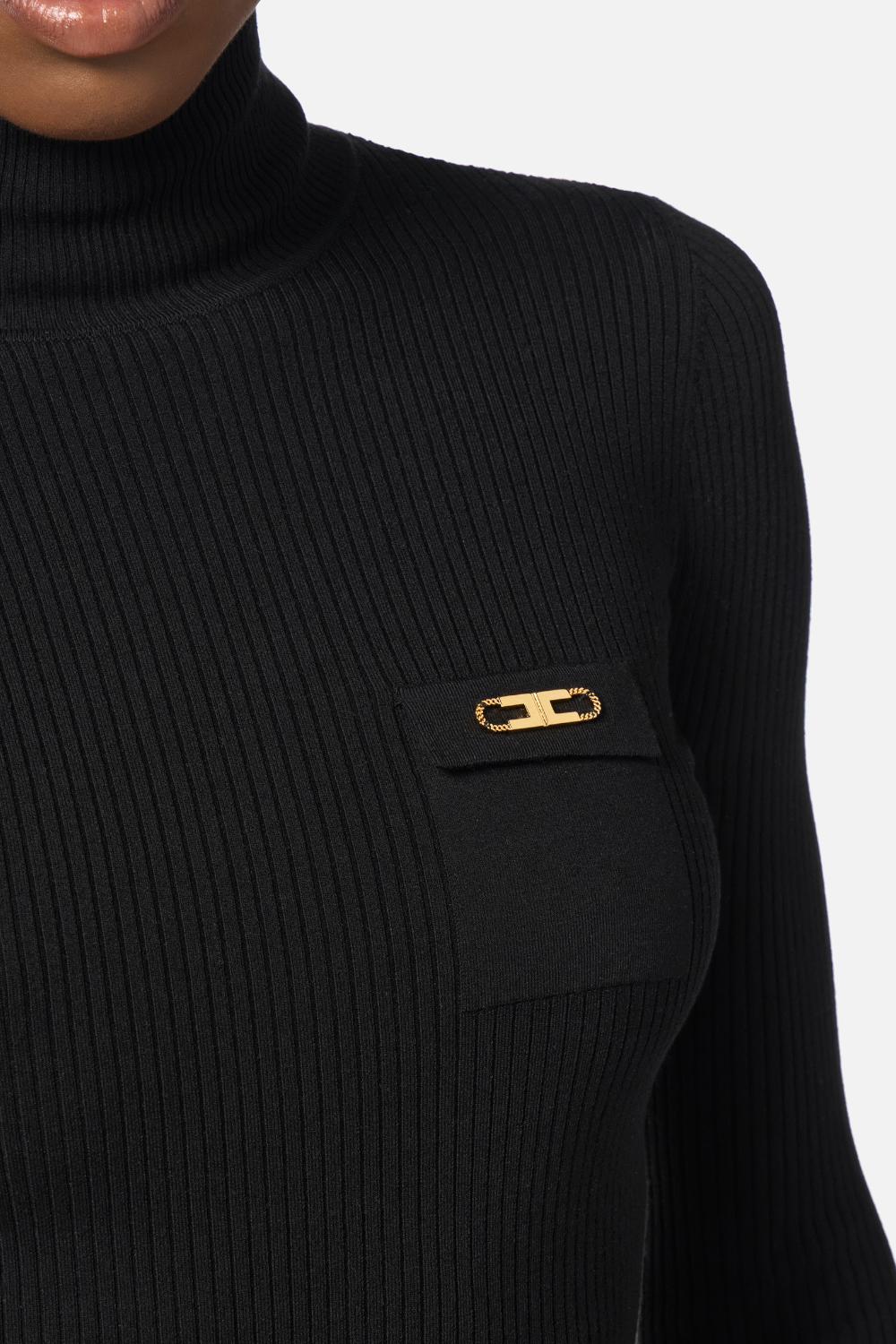 Maglia a costine con taschino<BR/> MK11B 56E2110 Elisabetta Franchi 